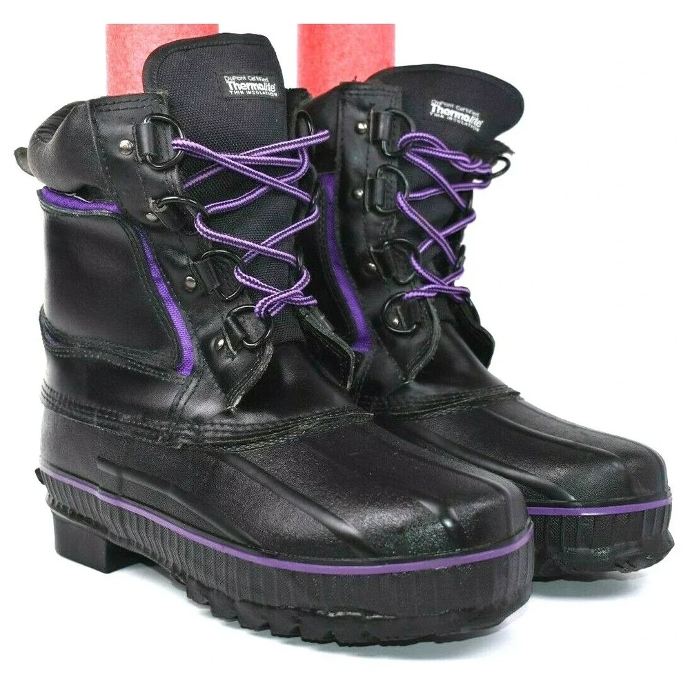 Lake N Trail Women's Black Purple Thinsulate Insulated‎ Winter Duck Boots Sz 11